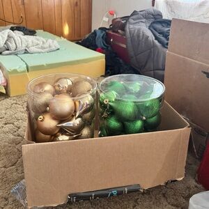 Elegant Gold and Green Holiday Ornament Set